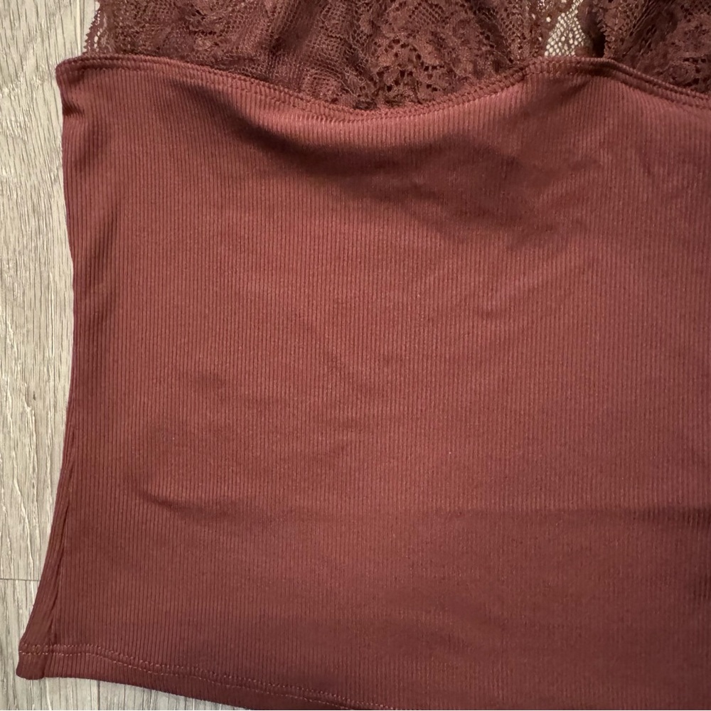 NWT Intimately FREE PEOPLE Power Play Cami Top Bittersweet Cocoa Brown Lace - Picture 5 of 12